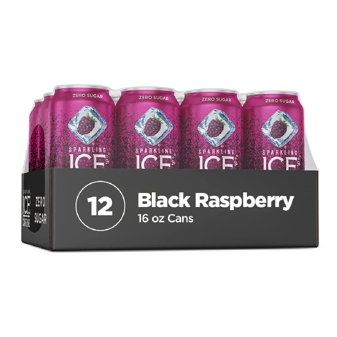 Sparkling Ice +Caffeine Zero Sugar Flavored Sparkling Water, Blue Raspberry  Sparkling Water, 16 Fl Oz Can 