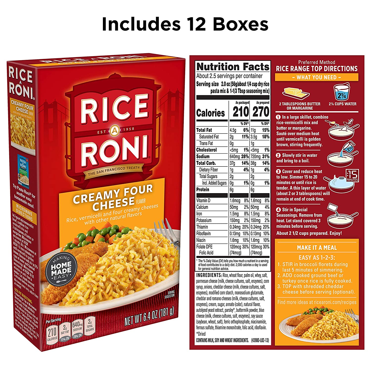 PASTA RONI Quaker Rice a Roni Cups Individual Cup, 3-Flavor Variety Pack,  2.25 Oz, 12