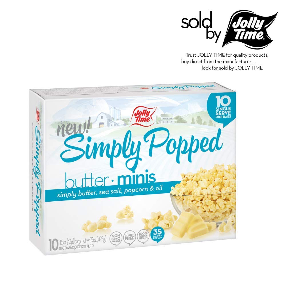 Jolly Time Natural Minis Microwave Popcorn Bags, Single Serving Mini Snack  Size, Gluten Free 3 Pack 10 Count Boxes (Healthy Pop 100S - Butter & Sea