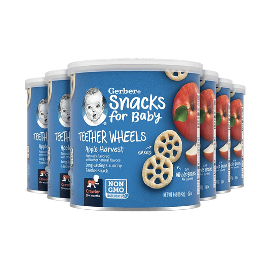 Gerber Snacks for Baby Teether Wheels, Apple Harvest, 1.48 Ounce (Pack of 6)