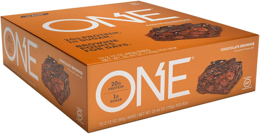 ONE Protein Bars, Chocolate Brownie, Gluten-Free Protein Bar with 20g Protein and only 1g Sugar, Snacking for High Protein Diets 2.12 Ounce (12 Pack)