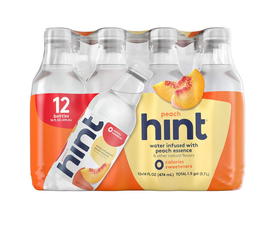 Hint Water Best Seller Variety Pack and Hint Water Peach (Pack of 24), 3 Bottles Each of: Blackberry, Cherry, Watermelon, and Pineapple & 12 Hint Water Peach, Zero Calories, Zero Sugar