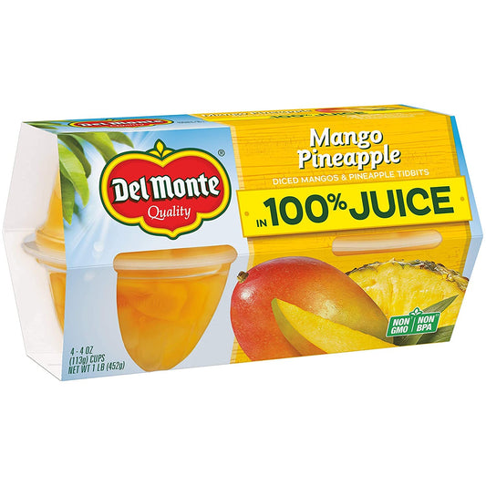 Del Monte Mango and Pineapple Fruit Cup Snacks, 4.4 Ounce (Pack of 24)