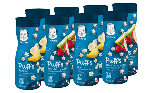 Gerber Baby Snacks Puffs Variety Pack, Banana & Strawberry Apple, 1.48 Ounce (Pack of 6)