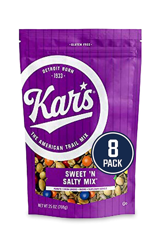 Kar's Nuts Original Sweet ‘N Salty Trail Mix, Resealable Pouch, Gluten-Free Snacks, 25 Oz, Pack of 8