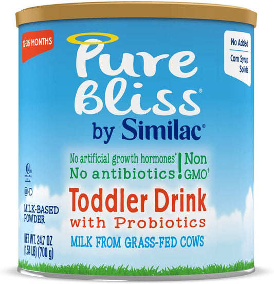 Pure Bliss by Similac Toddler Drink with Probiotics, Starts With Fresh Milk From Grass-Fed Cows, Non-gmo Toddler Formula, 24.7 Oz, 6Count