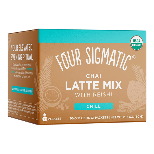 Four Sigmatic Chai Latte, Organic Instant Chai Latte with Turkey Tail, Reishi Mushrooms & Coconut Milk Powder, Support Gut & Digestion Health, Decaf + No Dairy, 10 Count