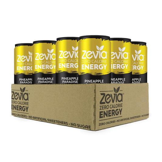 Zevia Zero Calorie Energy Drink, Pineapple Paradise, 12 Ounce Cans (Pack of 12)