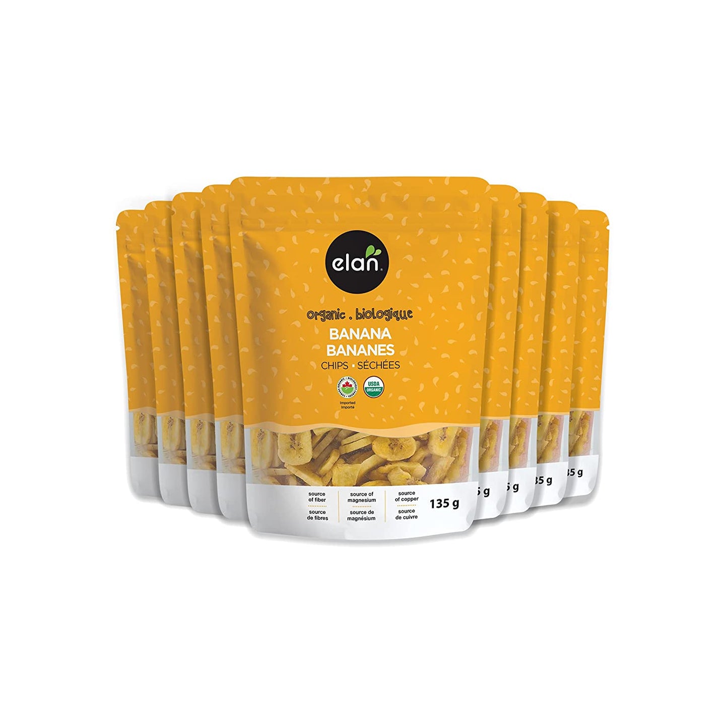 Elan Organic Banana Chips 8 Pack, 38.4 Oz, Non-GMO, Vegan, Gluten-Free