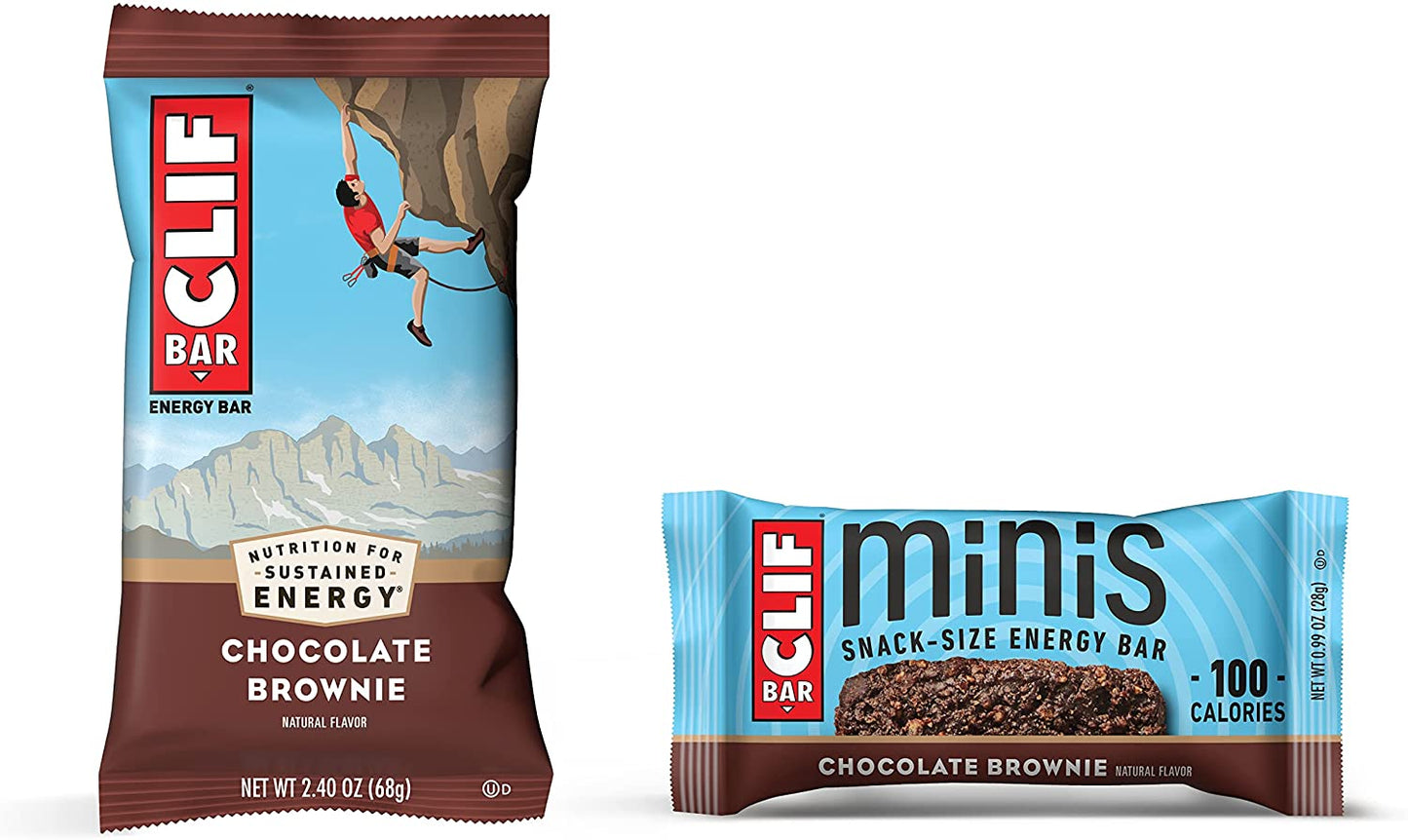 CLIF BARS - Chocolate Brownie - 10 Full Size and 10 Mini Energy Bars - Made with Organic Oats - Plant Based Food - Vegetarian - Kosher