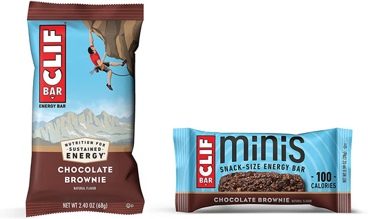 CLIF BARS - Chocolate Brownie - 10 Full Size and 10 Mini Energy Bars - Made with Organic Oats - Plant Based Food - Vegetarian - Kosher