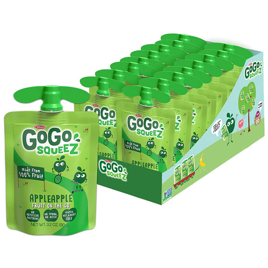 GoGo SqueeZ Fruit on The Go, Apple, Tasty Kids Applesauce Snacks Made from Apples, Gluten, Nut & Dairy Free, Vegan, 18 Pouches, 57.6 Oz