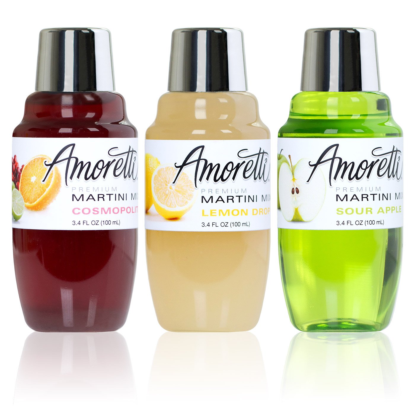 Amoretti Premium Martini Cocktail Mix Classic Minis (Cosmopolitan, Lemon Drop and Sour Apple), 3.4 Fl Oz (Pack of 3)