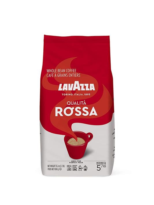 Lavazza Qualita Rossa, Italian Coffee Beans Expresso, 2.2lb ,Authentic Italian, Blended and roasted in Italy, gluten_free, Chocolaty flavor, Full body, intense aromas