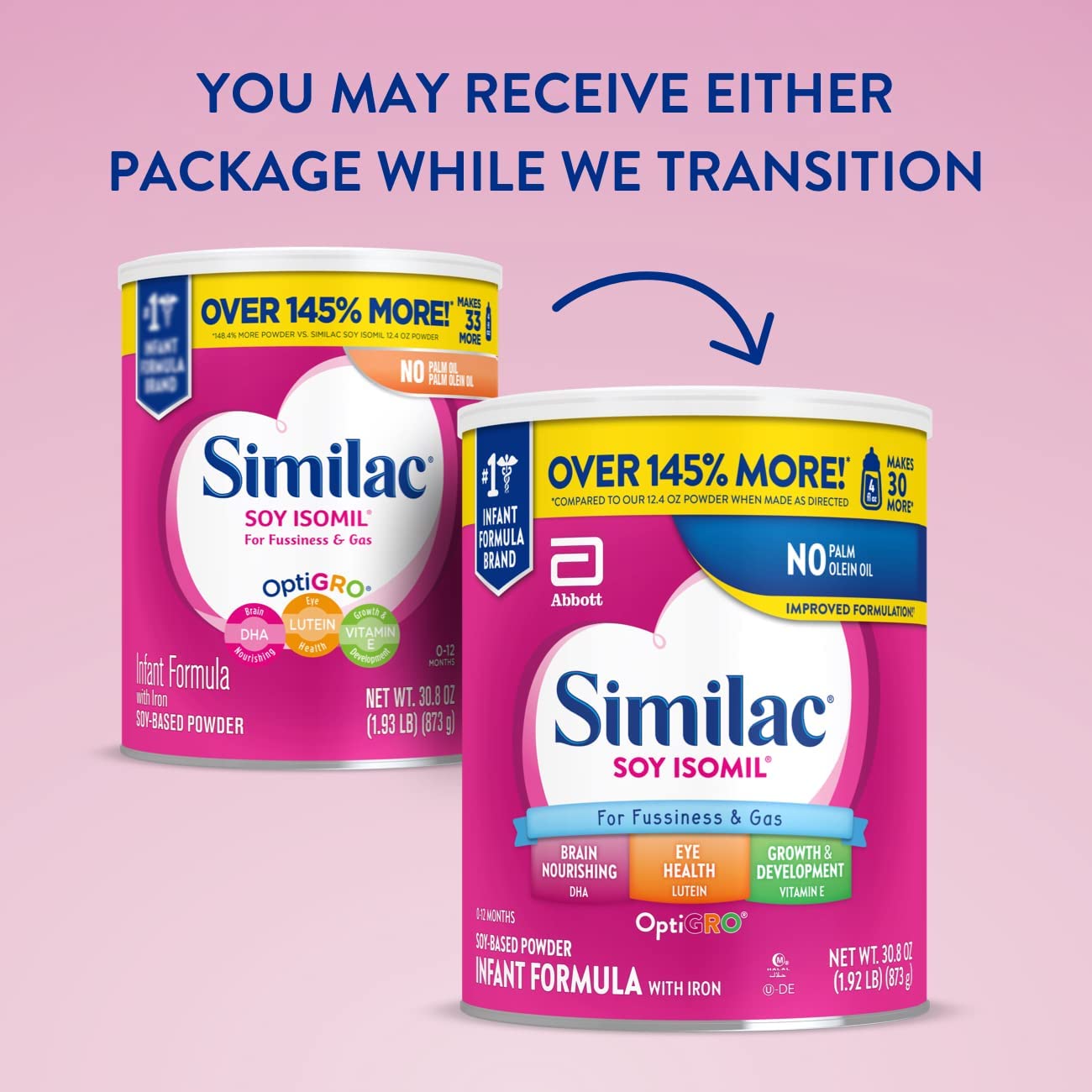 Similac Soy Isomil Infant Formula with Iron, Powder, 30.8 oz (Pack of 4)