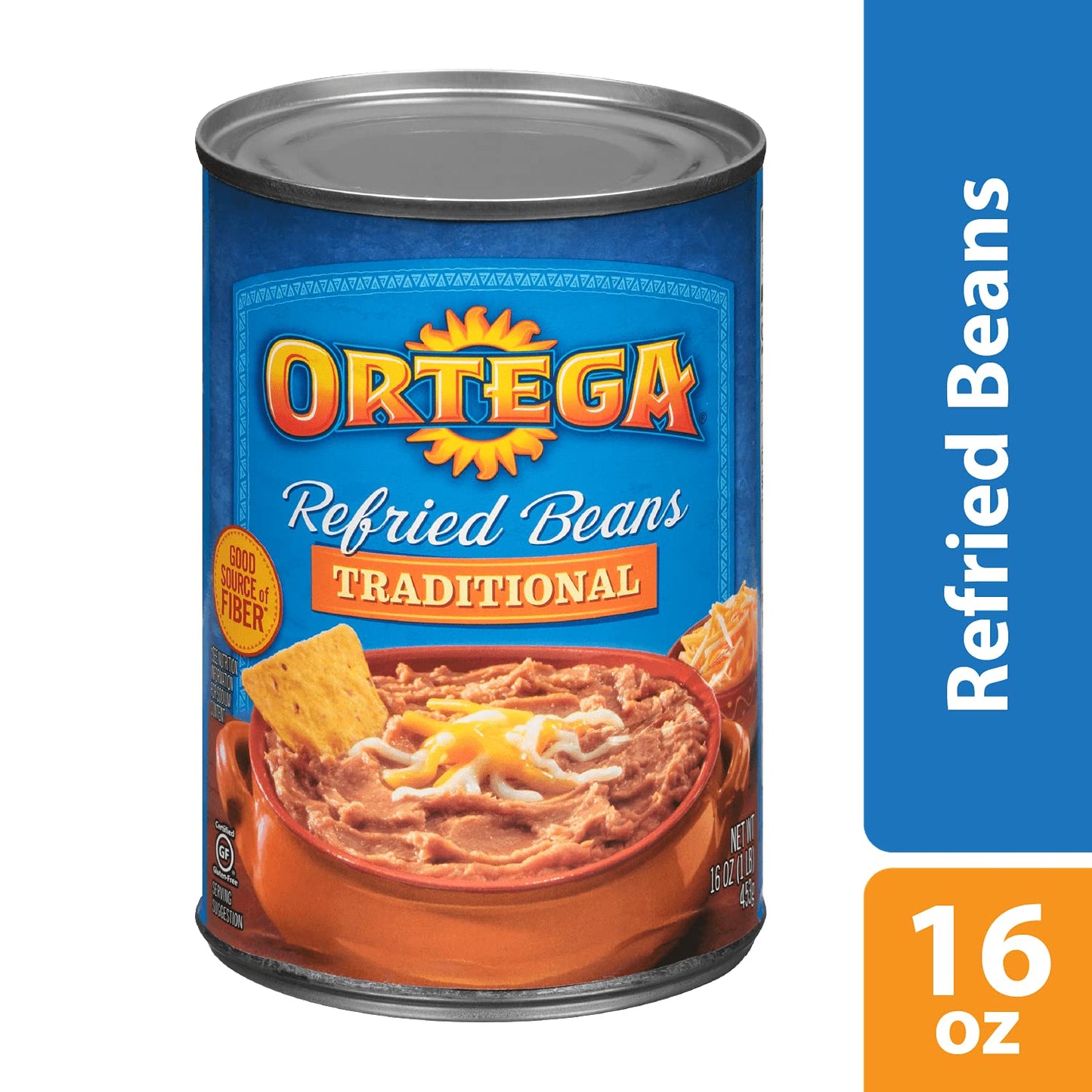 Ortega Refried Beans, Traditional, 16 Ounce (Pack of 12)