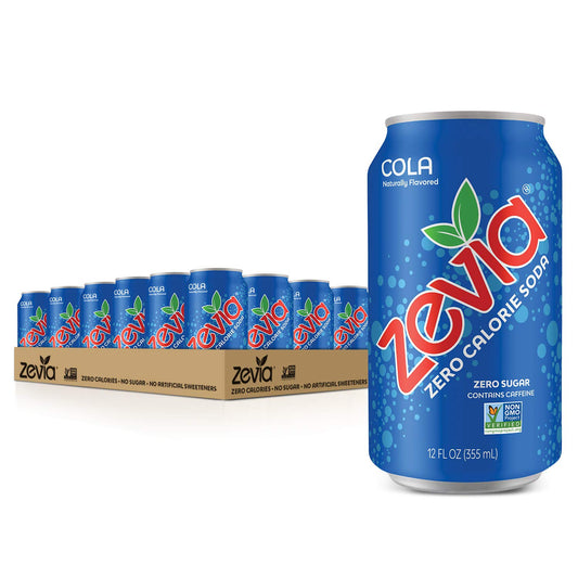 Zevia Zero Calorie Soda, Cola, 12 Ounce Cans (Pack of 24)