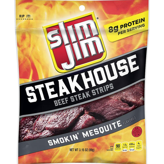 Slim Jim Steakhouse Strips, Smokin’ Mesquite, 3.15-Ounce