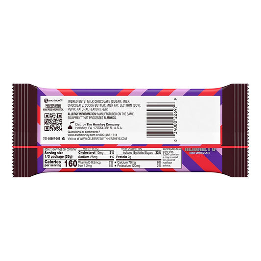 HERSHEY'S Milk Chocolate Candy, Bulk Valentine's Day, 3.5 oz Bars (24 Count)