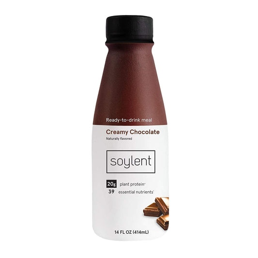 Soylent Complete Nutrition Gluten-Free Vegan Protein Meal Replacement Shake, Creamy Chocolate, 14 Oz, 12 Pack