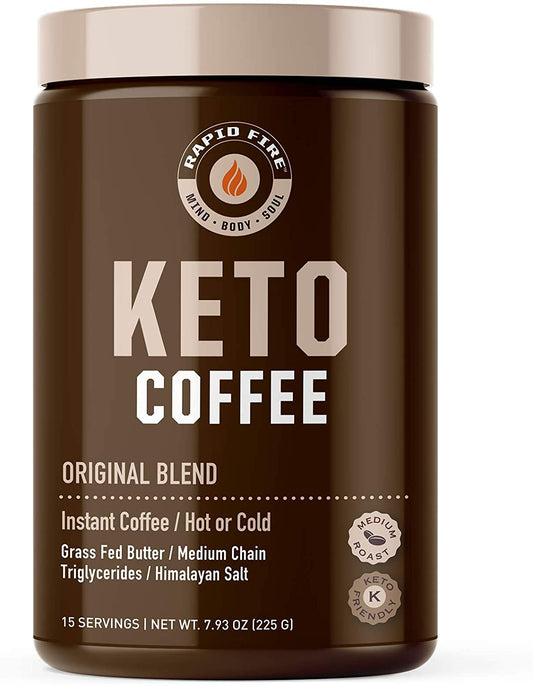 Rapidfire Ketogenic Fair Trade Instant Keto Coffee Mix Supports Energy Metabolism Weight Loss Ketogenic Diet Canister 15 servings, Original, 7.93 Ounce