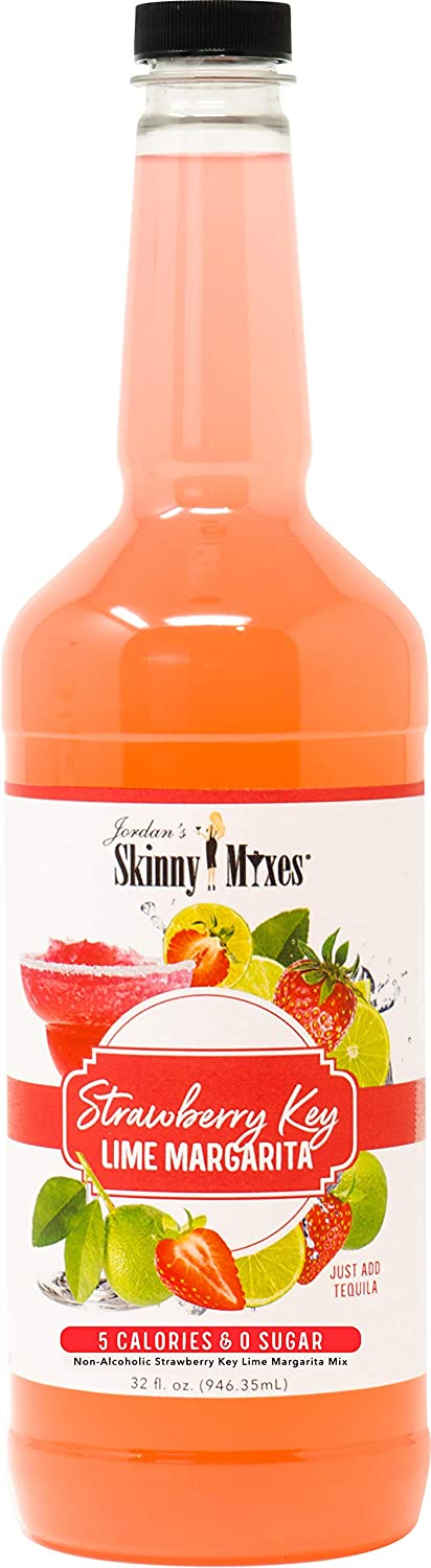 Jordan's Skinny Mixes Strawberry Key Lime Margarita, Sugar Free Cocktail Flavoring Mix, 32 Fl Oz