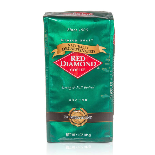 RED DIAMOND Ground Coffee, Medium Roast Decaffeinated, Premium Beans, Strong and Full Bodied, 11oz Resealable Bag