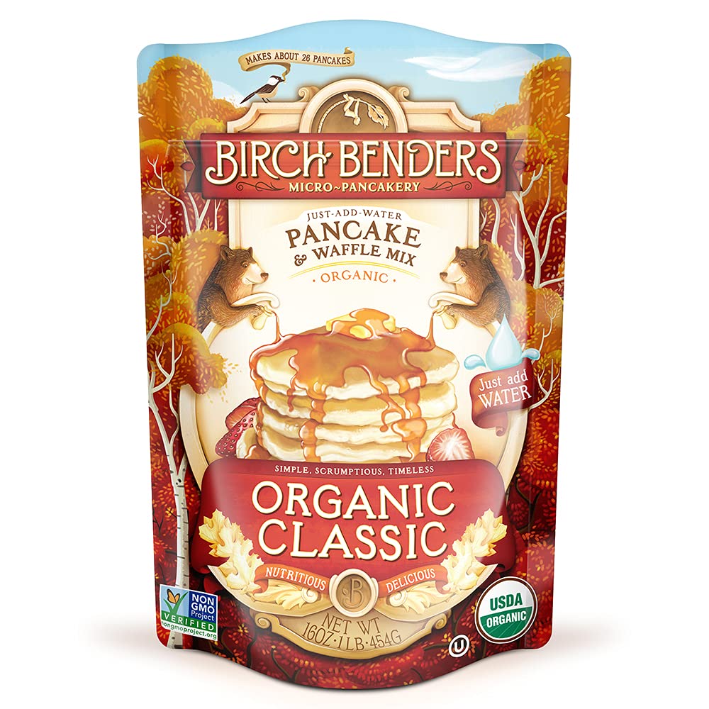 Birch Benders Organic Pancake and Waffle Mix, Whole Grain, Classic, 48 oz (Pack of 3)