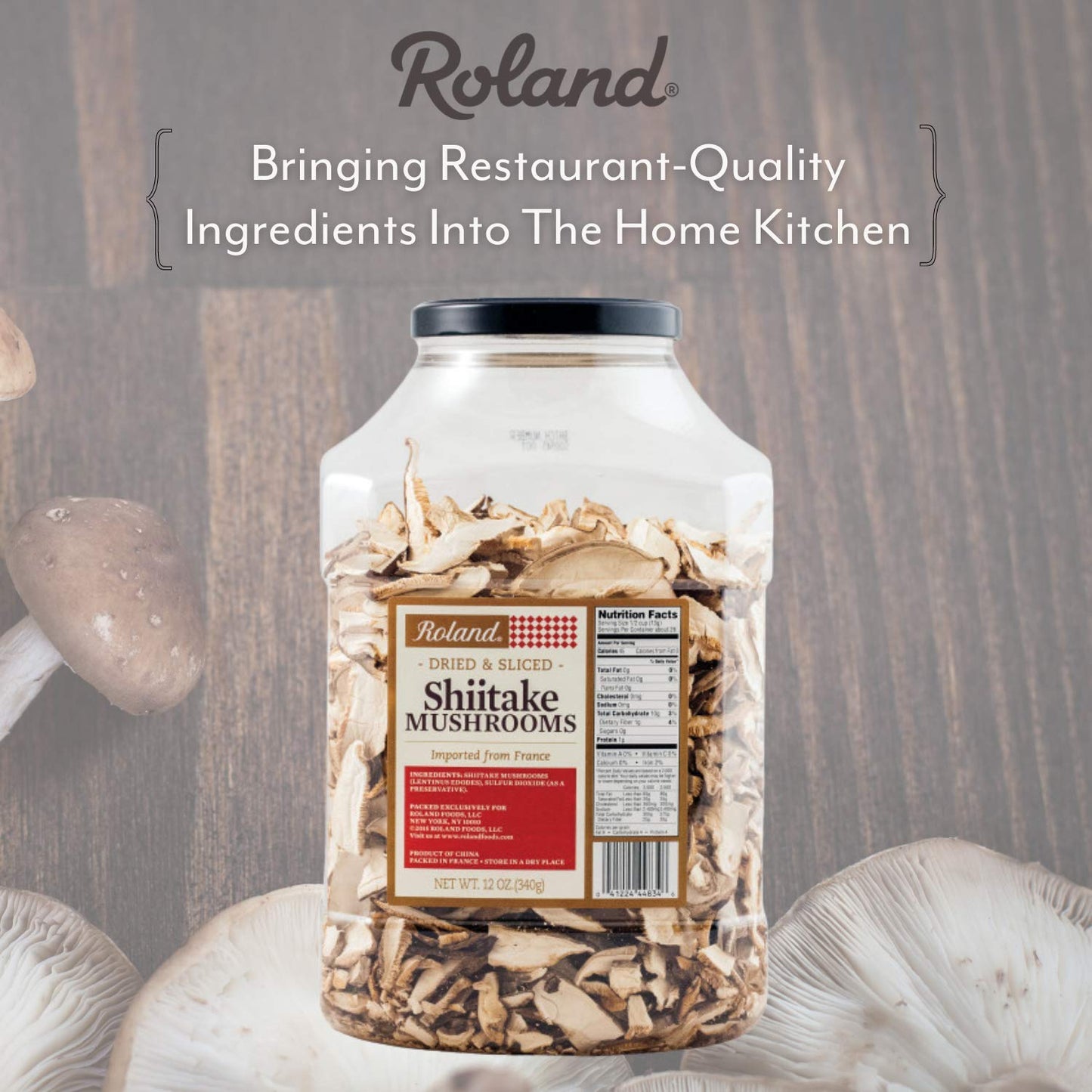 Roland Foods Premium Dried Sliced Shiitake Mushrooms, Specialty Imported Food, 12-Ounce Jug