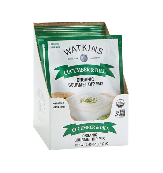 Watkins Organic Gourmet Dip Mix, Cucumber & Dill, 0.95 oz. Packets, 12-Pack