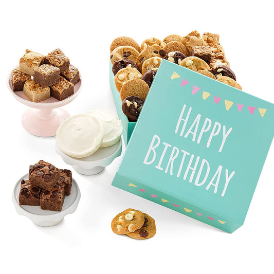 Mrs. Fields Cookies Birthday Gift- Includes: Nibblers Bite-Sized Cookies, Frosted Cookies & Brownie-Bites Gift Box
