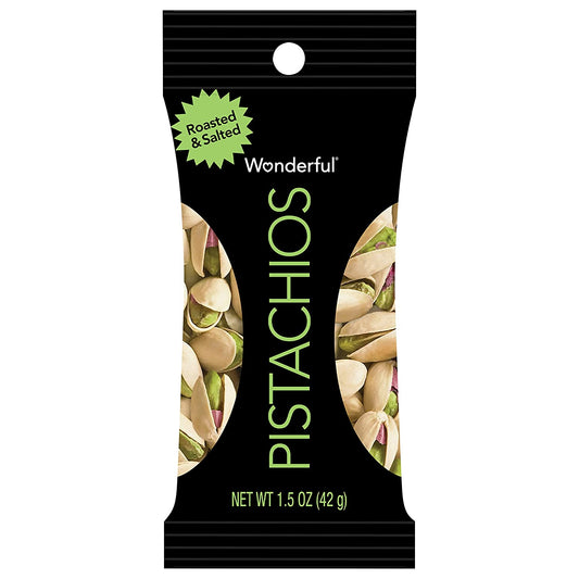Wonderful Pistachios & Almonds Roasted and Salted Pistachios,1.5 Ounce, Pack of 24.