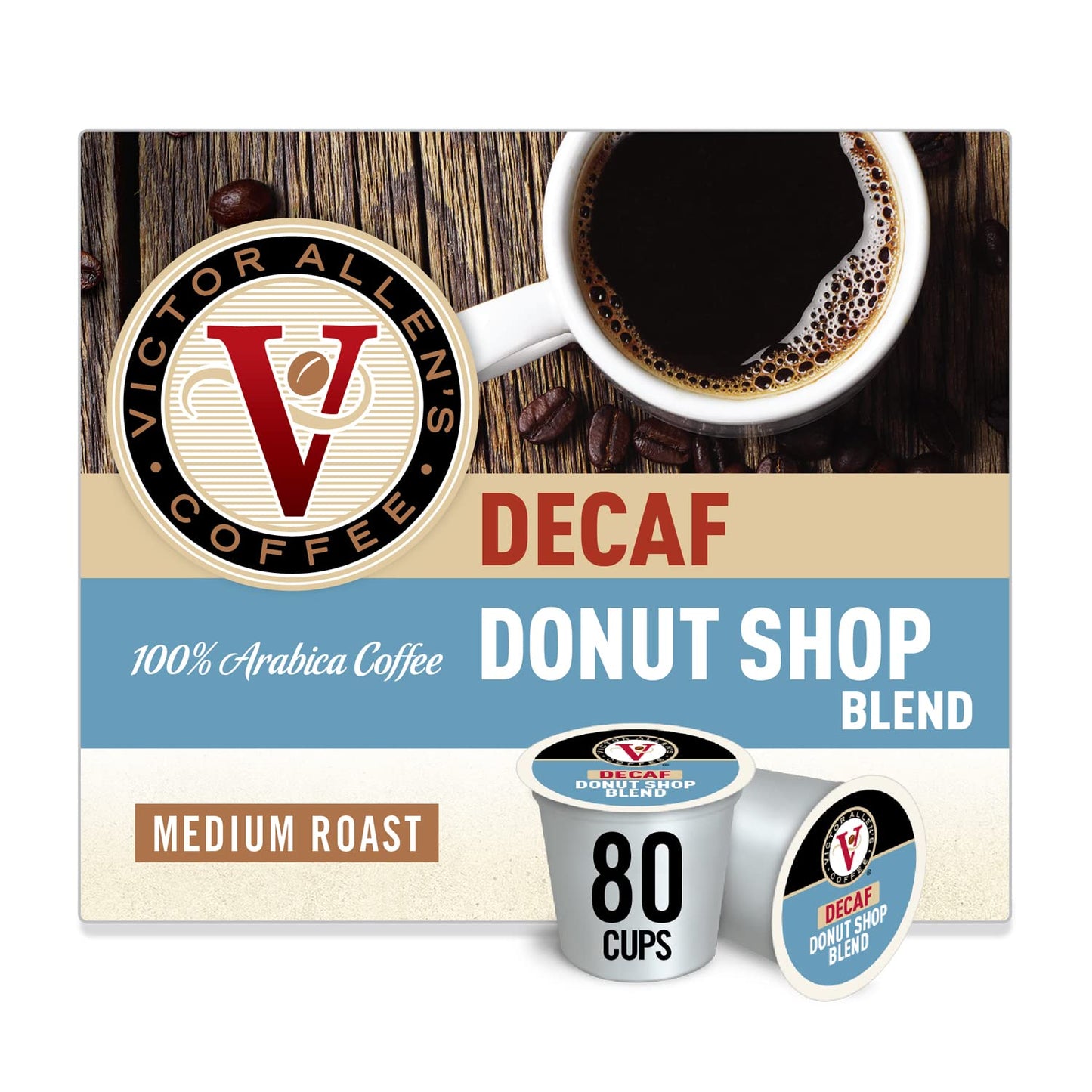 Victor Allen Coffee Decaf Donut Shop Single Serve K-Cup, 80 Count