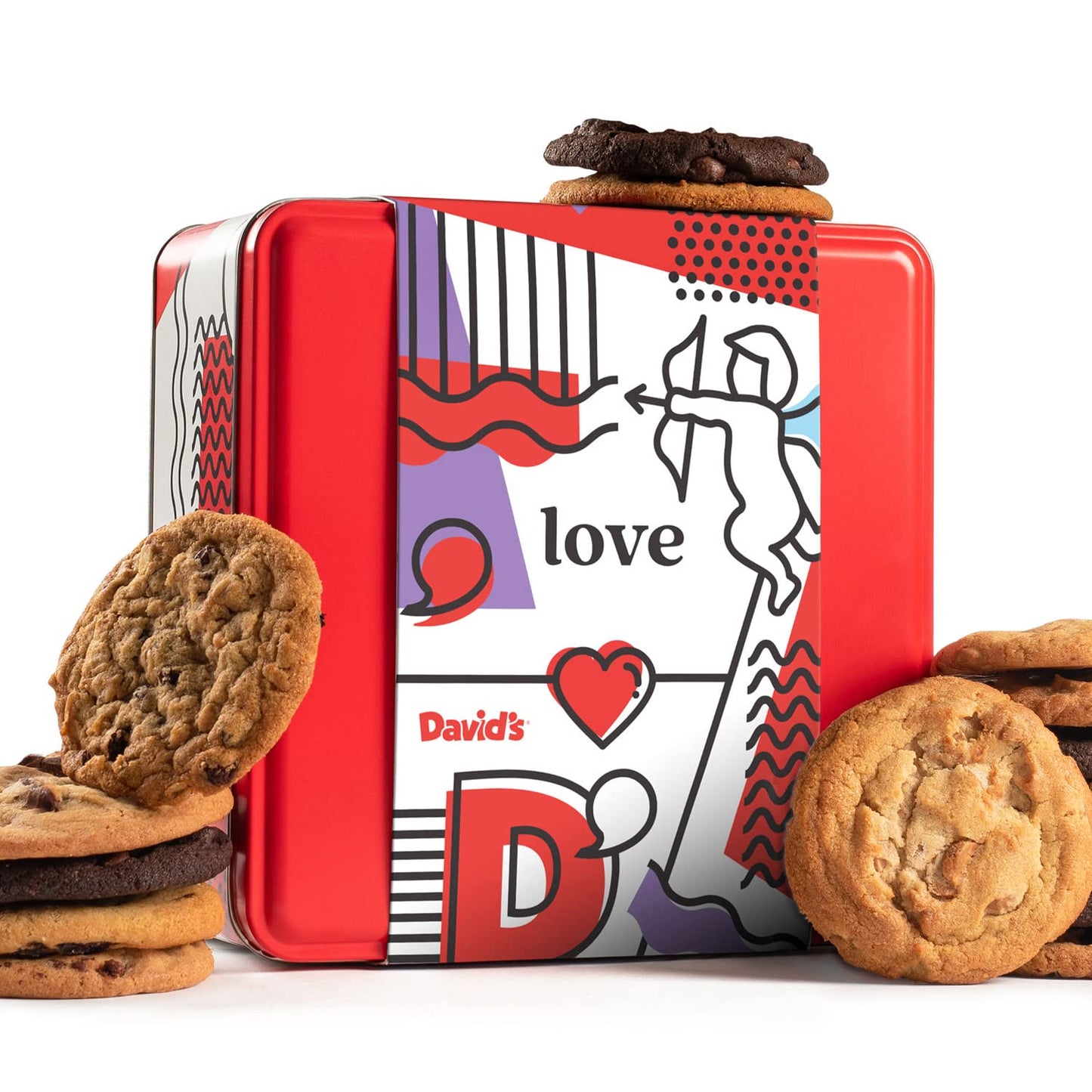 David’s Cookies Valentine’s Day Cookies – 2Lbs Assorted Cookies Tin