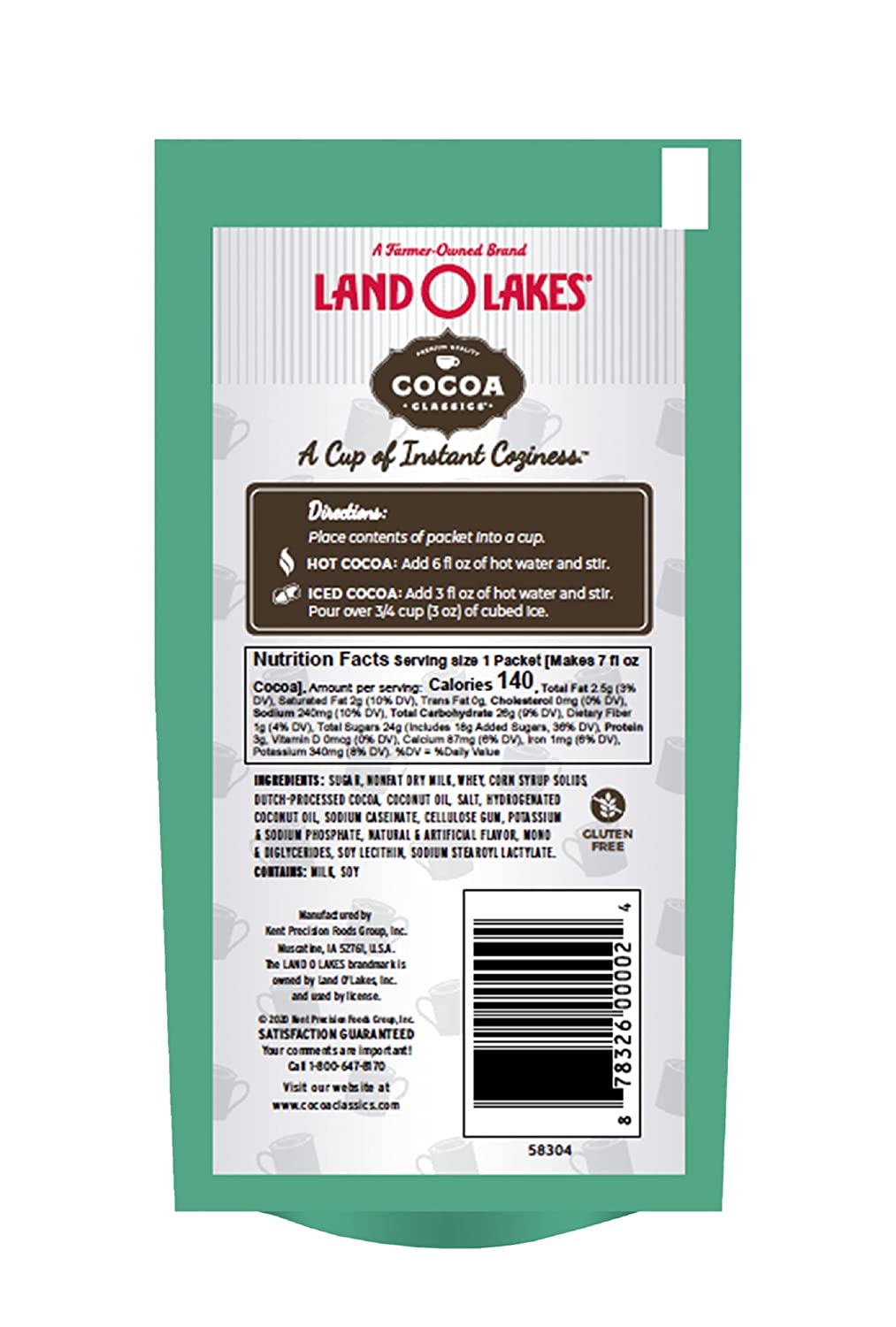 Land O Lakes Cocoa Classics, Mint & Chocolate Hot Cocoa Mix, 1.25 Oz, Pack of 72