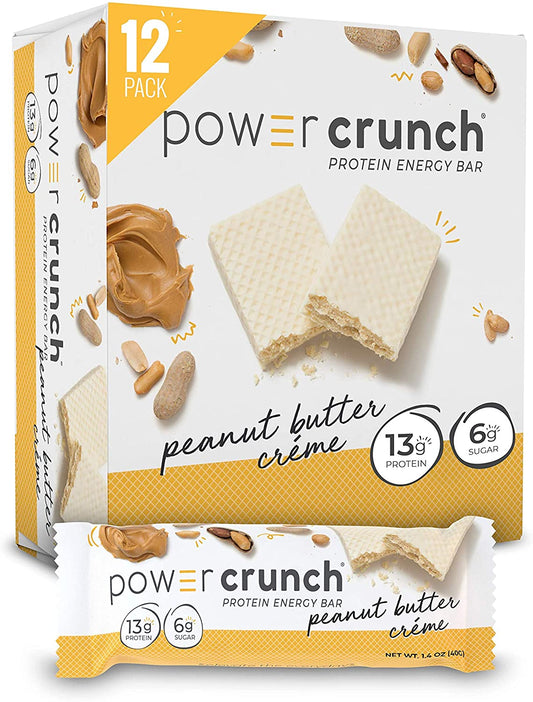 Power Crunch Whey Protein Bars, High Protein Snacks with Delicious Taste, Peanut Butter Crème, 1.4 Ounce (12 Count)