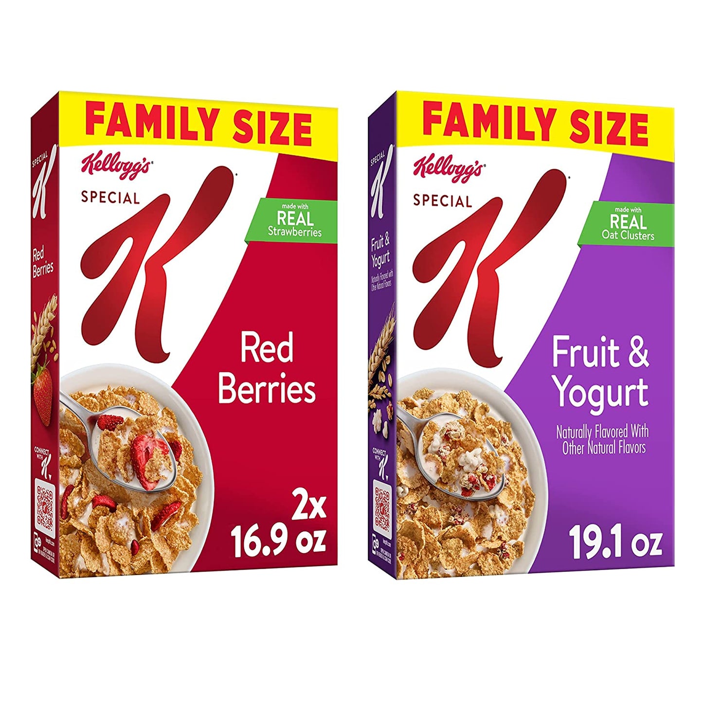 Kellogg's Special K Breakfast Cereal, Variety Pack, Red Berries, 16.9 oz Box (2 Boxes) and Fruit and Yogurt, 19.1 oz Box (1 Box)