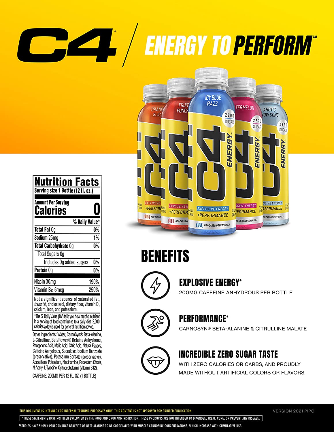 C4 Energy Drink 12oz (Pack of 12) - Frozen Bombsicle - Sugar Free Pre –  Pete's Grocery & Gourmet