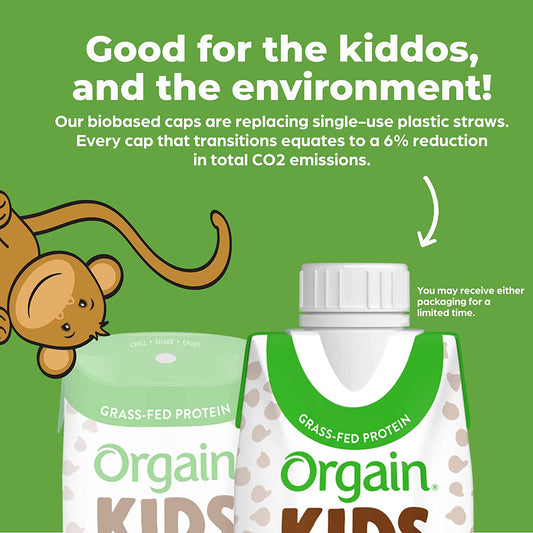 Orgain Organic Kids Protein Nutritional Shake, Chocolate - 8g of Protein, 22 Vitamins & Minerals, Fruits & Vegetables, Gluten Free, Soy Free, Non-GMO, 8.25 Oz, 12 Ct (Packaging May Vary)