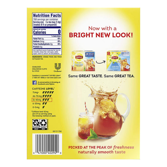 Lipton Gallon-Sized Iced Tea Bags Picked At The Peak of Freshness Unsweetened Can Help Support a Healthy Heart 48 Oz 48 Count, Standart