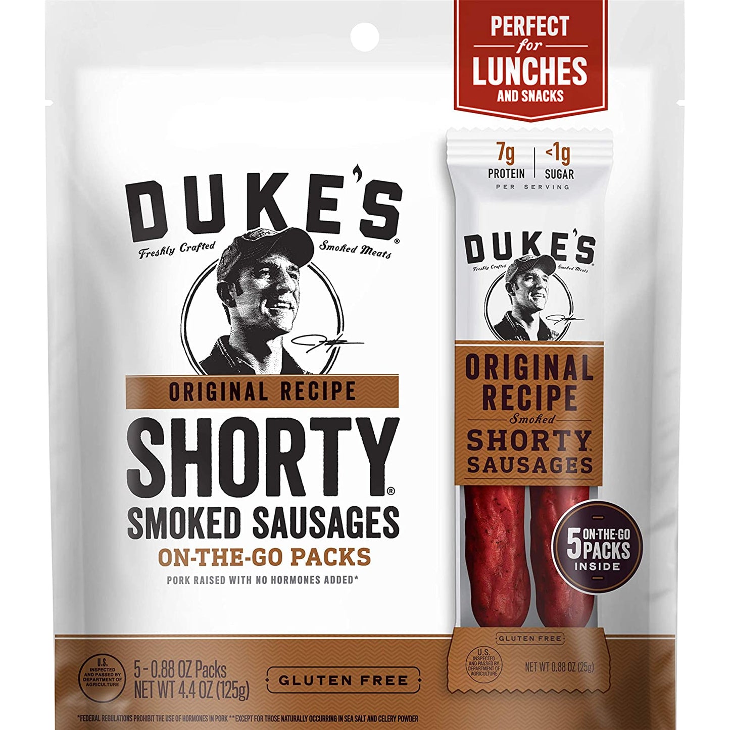 DUKE'S Original Recipe Smoked Shorty Sausages, Keto Friendly, On-the-Go Twin Pack, 5 Count per pack, 4.4 Ounce