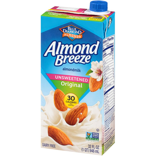 Almond Breeze Dairy Free Almondmilk, Unsweetened Original, 32 Ounce (Pack of 12)