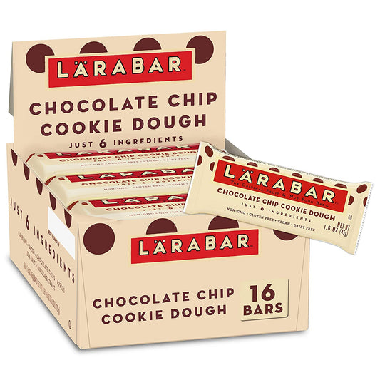 Larabar Chocolate Chip Cookie Dough, Gluten Free Vegan Fruit & Nut Bar, 1.6 oz Bars, 16 Ct
