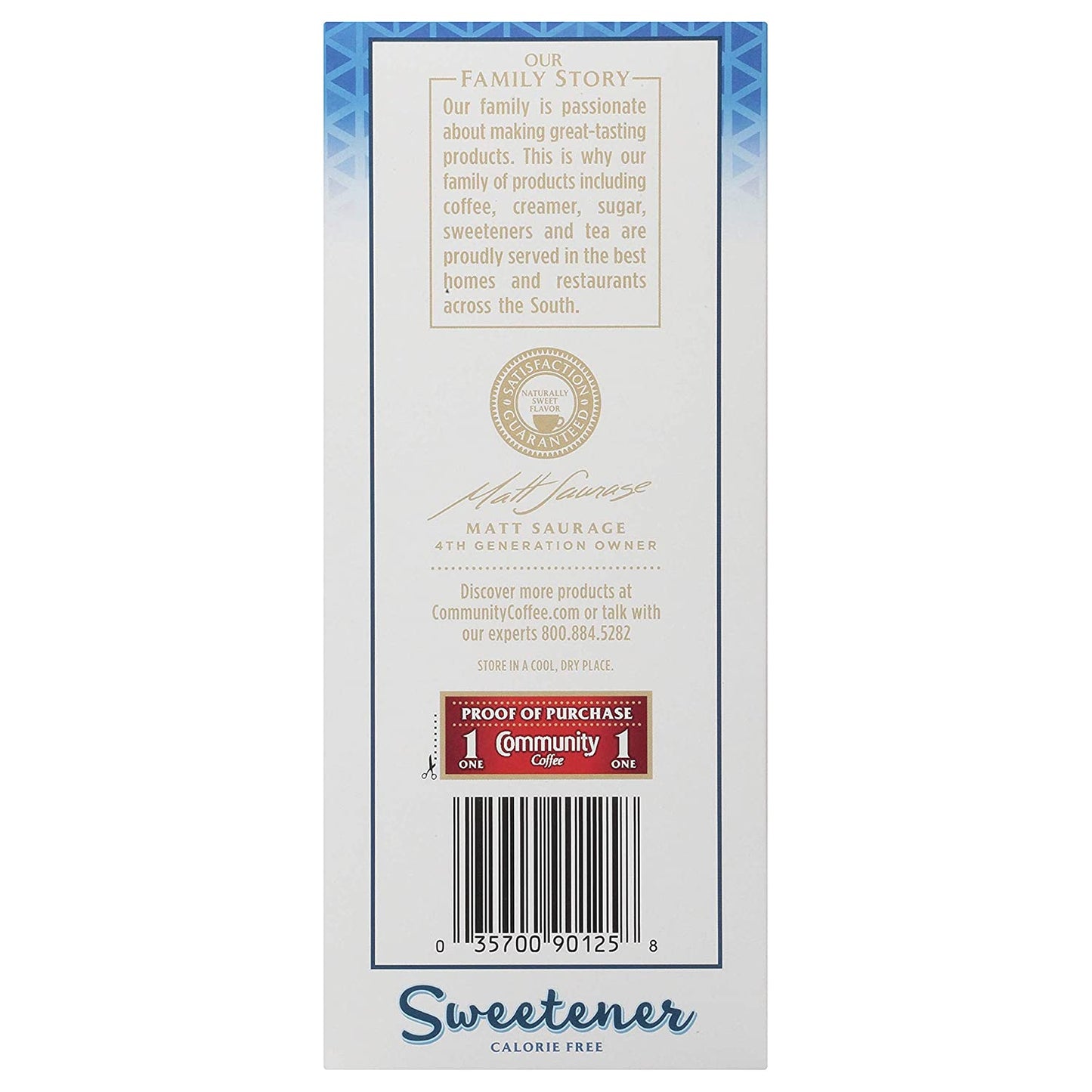 Community Coffee Blue Sweetener Packets, 200 Count (Pack of 4)