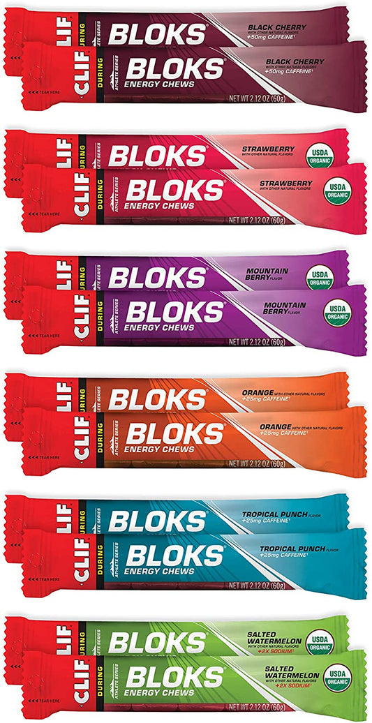 Clif BLOKS - Energy Chews - Best Sellers Variety Pack - Non-GMO - Plant Based Food - Fast Fuel for Cycling and Running - Workout Snack (2.1 Ounce Packet, 12 Count) - (Assortment May Vary)