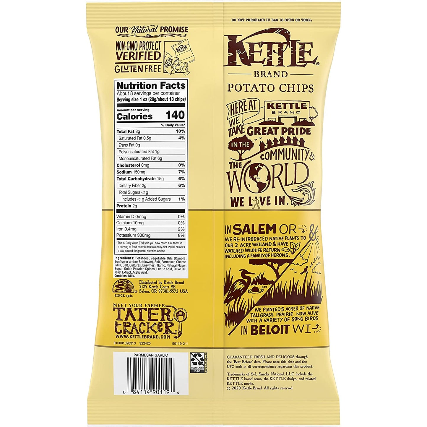 Kettle Heroes Brand Potato Chips, Parmesan Garlic Kettle Chips, 8.5 Oz