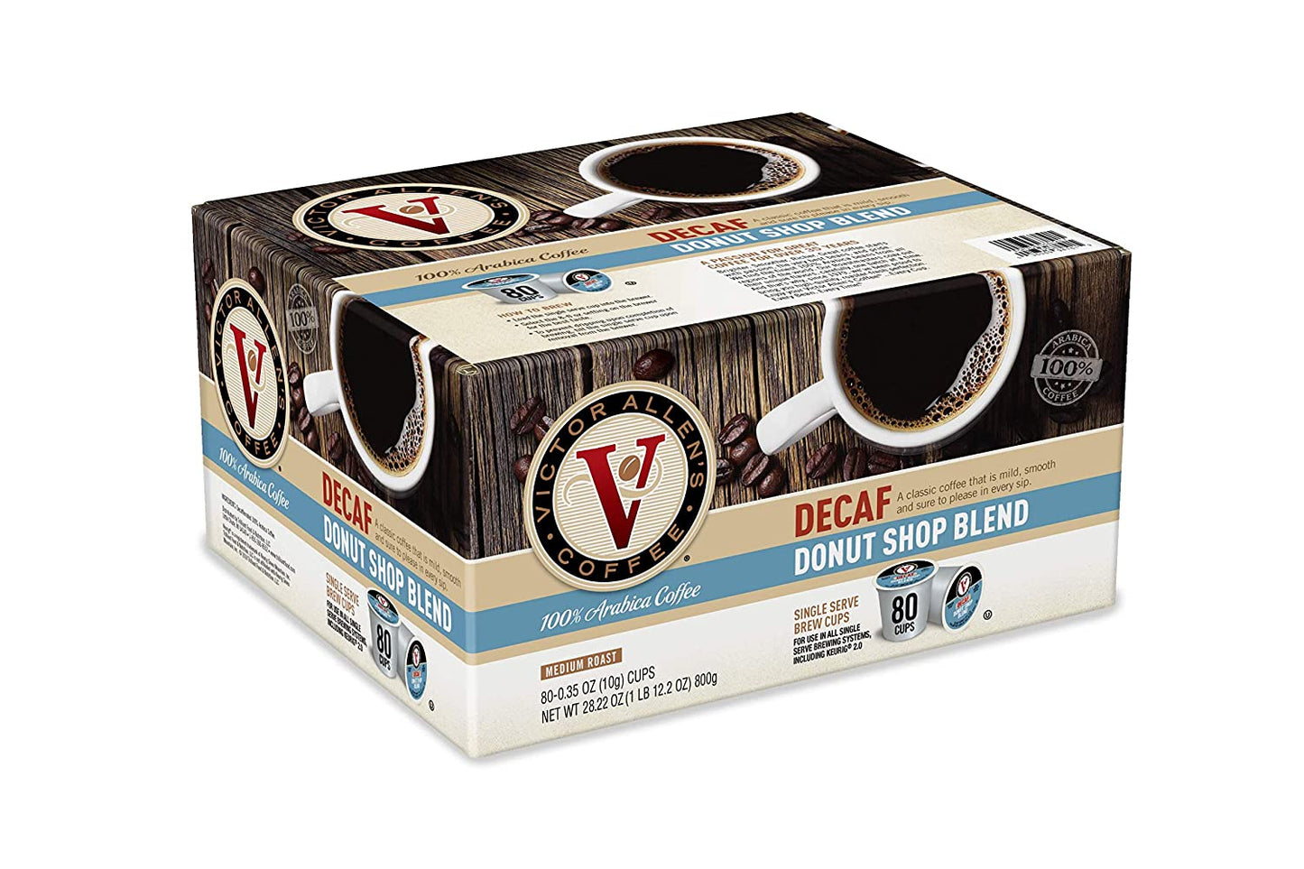 Victor Allen Coffee Decaf Donut Shop Single Serve K-Cup, 80 Count