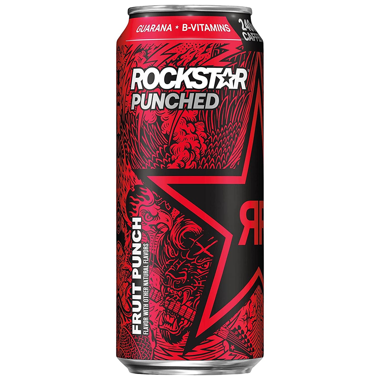 Rockstar Punched Energy Drink, Fruit Punch, 16oz Cans (12 Pack) (Packaging May Vary)