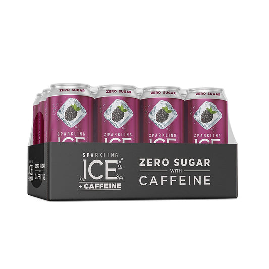 Sparkling Ice +Caffeine Black Raspberry Sparkling Water, 16 fl oz Cans (Pack of 12) & Black Raspberry Sparkling Water, with Antioxidants and Vitamins, 17 fl oz Bottles (Pack of 12)