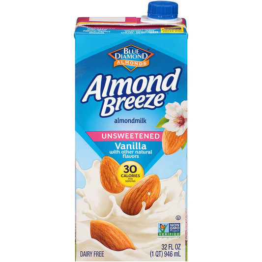 Almond Breeze Dairy Free Almondmilk, Unsweetened Vanilla, 32-Ounce Boxes (Pack of 6)